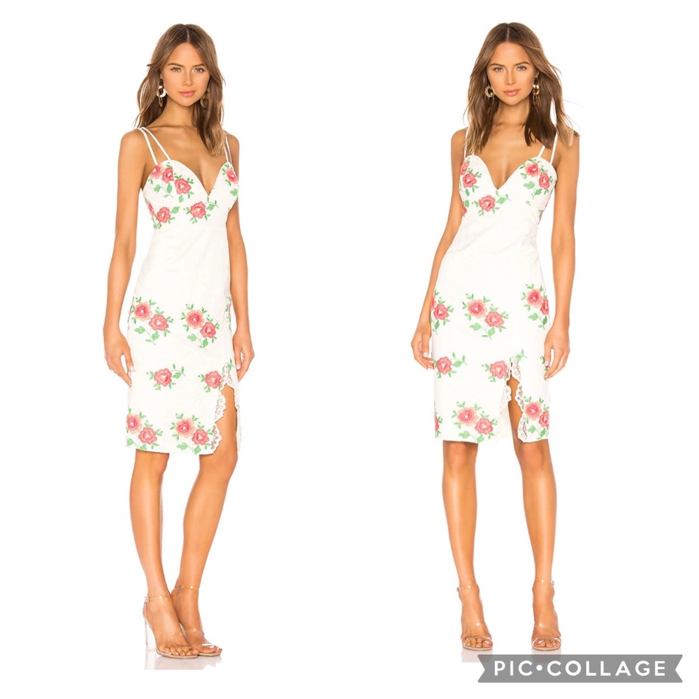 NWT x by NBD “Trey” Floral Ivory Lace Midi Dress
